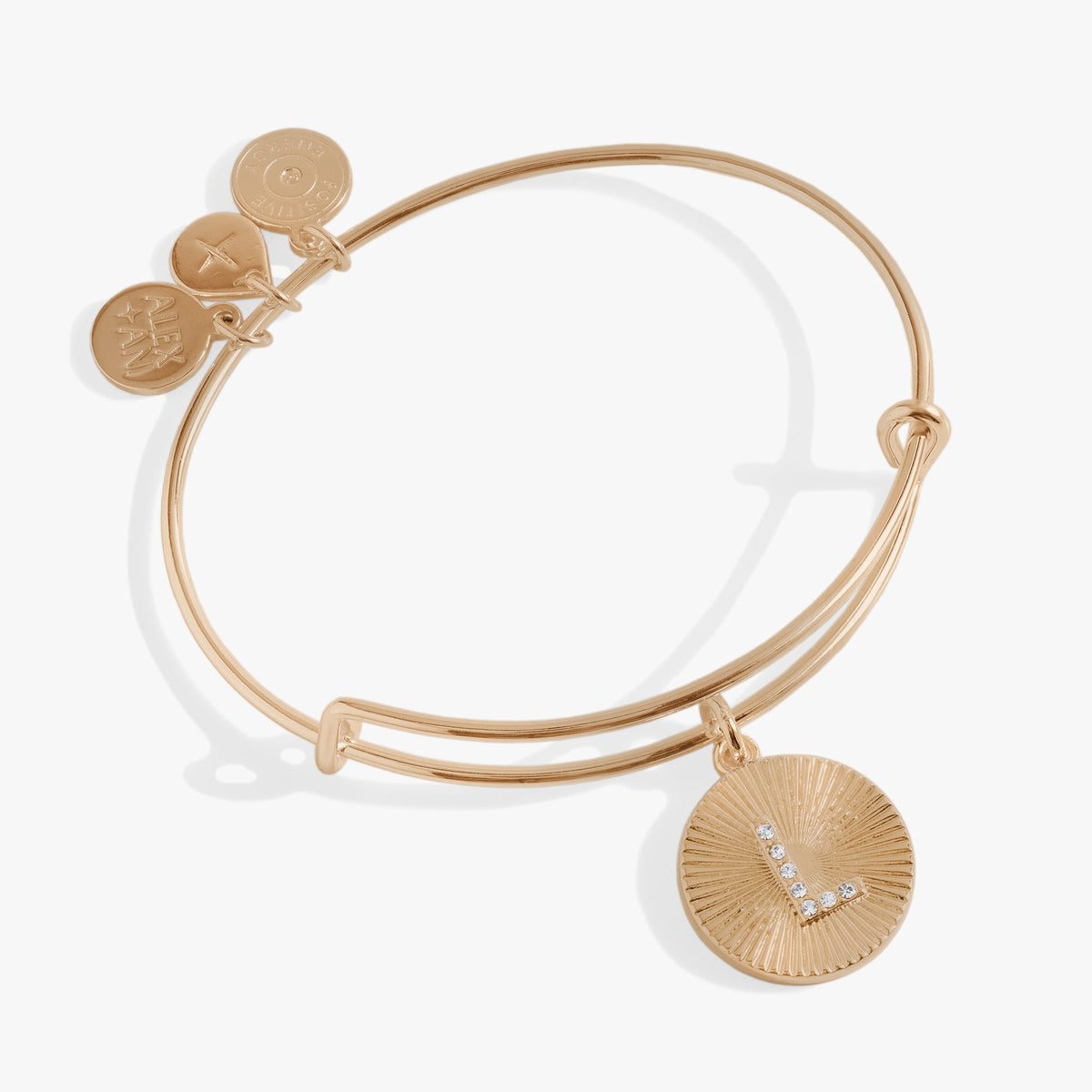 Alex and Ani Initial L Pave Starburst Texture Bangle