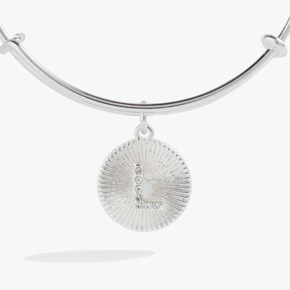 Alex and Ani Initial L Pave Starburst Texture Bangle