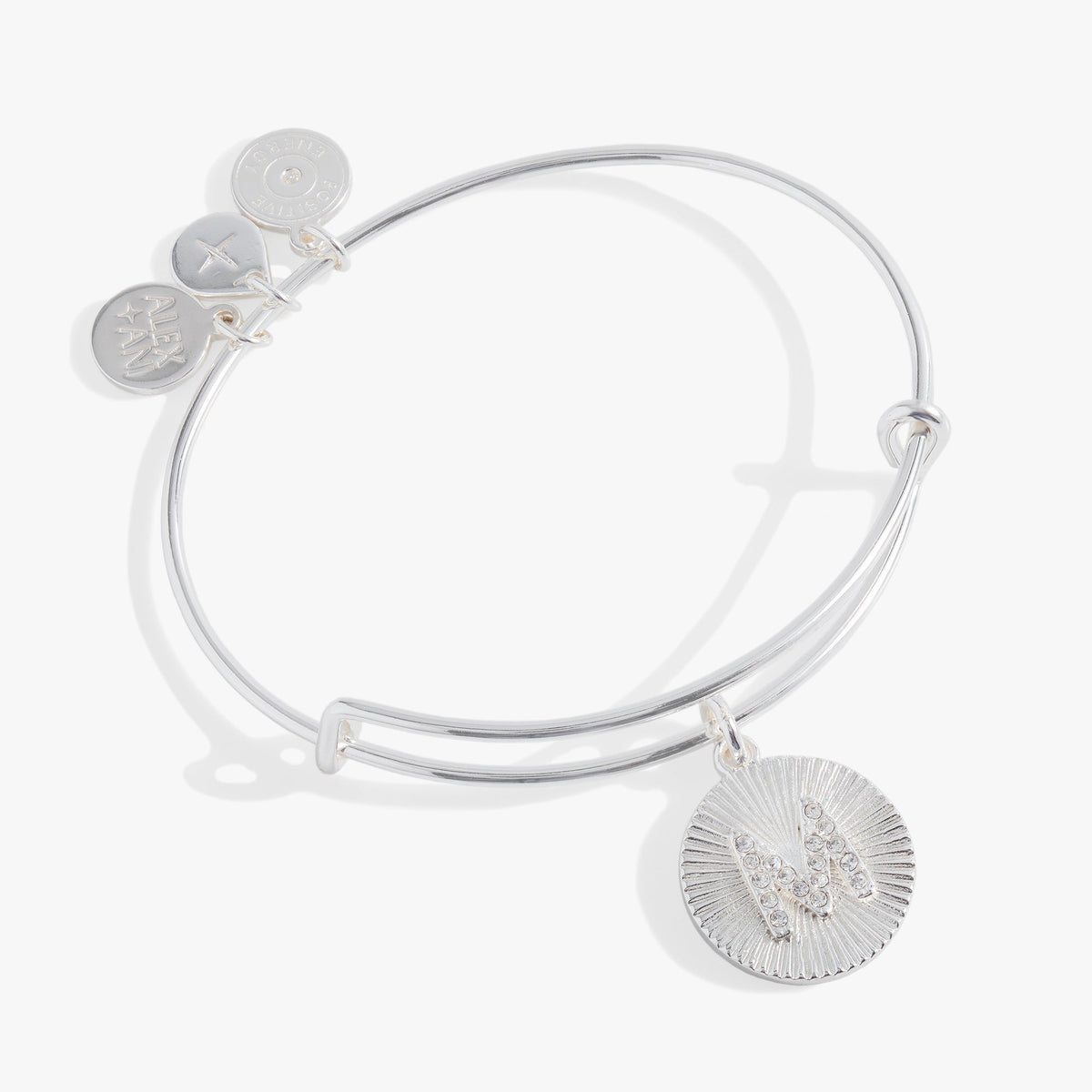 Alex and Ani Pave Starburst Texture Initial Bangle M