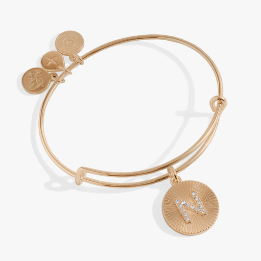 Alex and Ani Pave Starburst Texture Initial Bangle N
