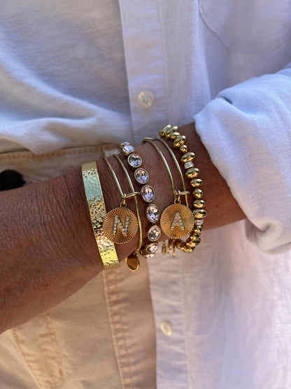 Alex and Ani Pave Starburst Texture Initial Bangle N