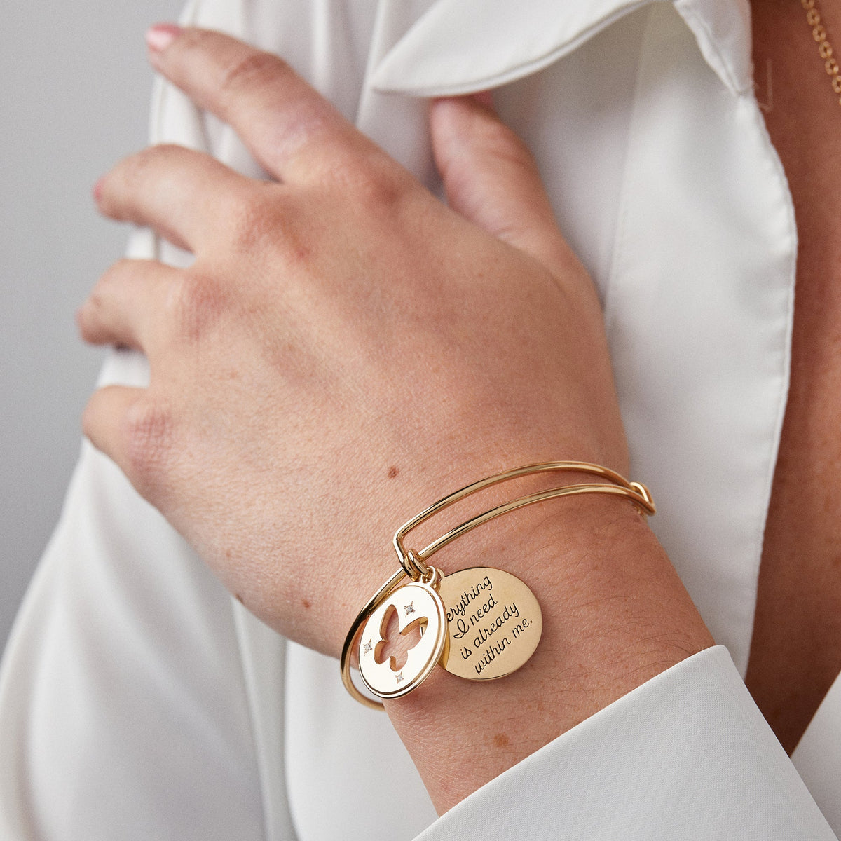 Alex and Ani Hidden Message Butterfly Affirmation Bangle