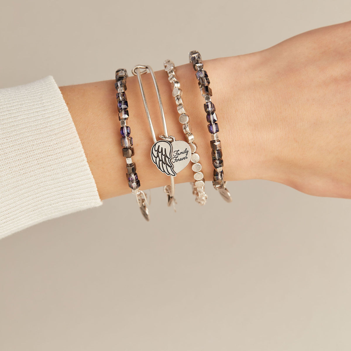 Alex and Ani Family Forever' Angel Wing Heart Charm Bangle