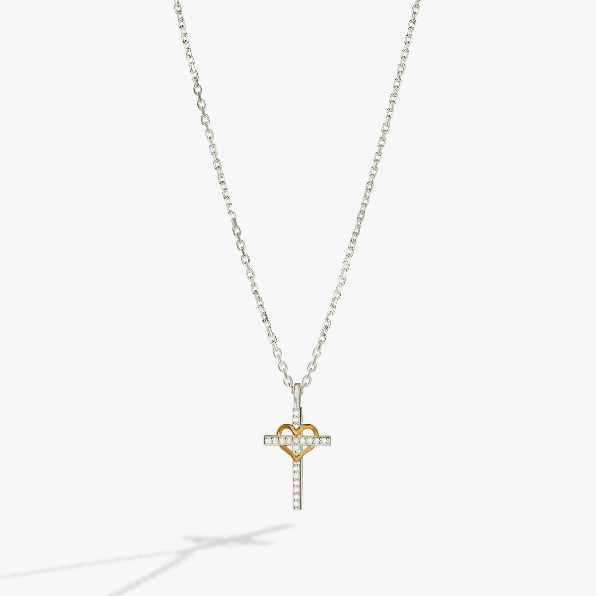 Alex and Ani Sterling Silver Cross and Heart Necklace – Faith & Love Special Occasion Jewelry