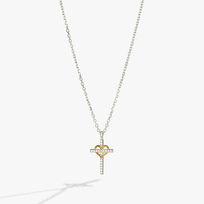 Alex and Ani Sterling Silver Cross and Heart Necklace – Faith & Love Special Occasion Jewelry