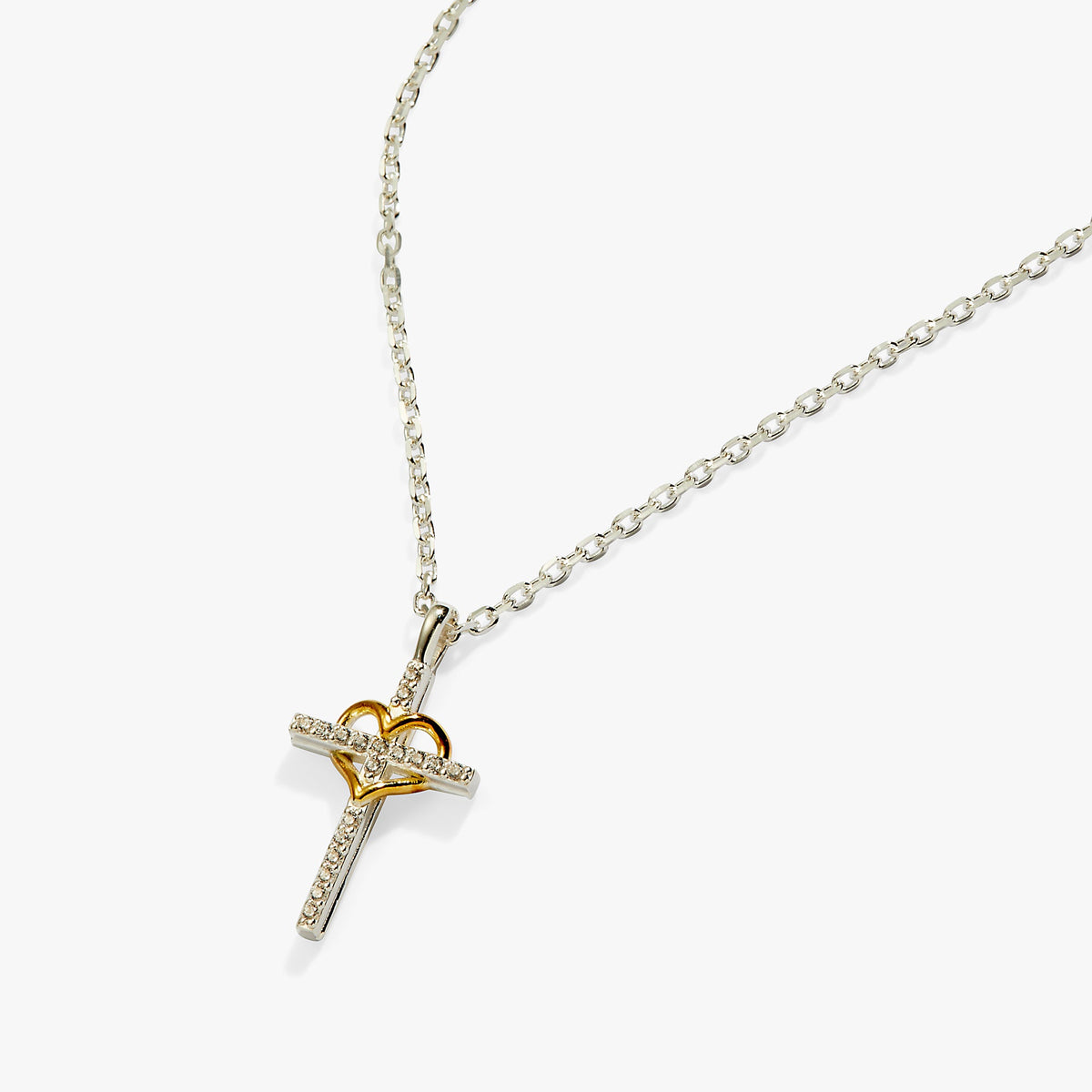 Alex and Ani Sterling Silver Cross and Heart Necklace – Faith & Love Special Occasion Jewelry