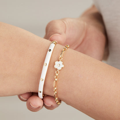 Alex and Ani Mother Of Pearl Daisy Charm Chain Bracelet