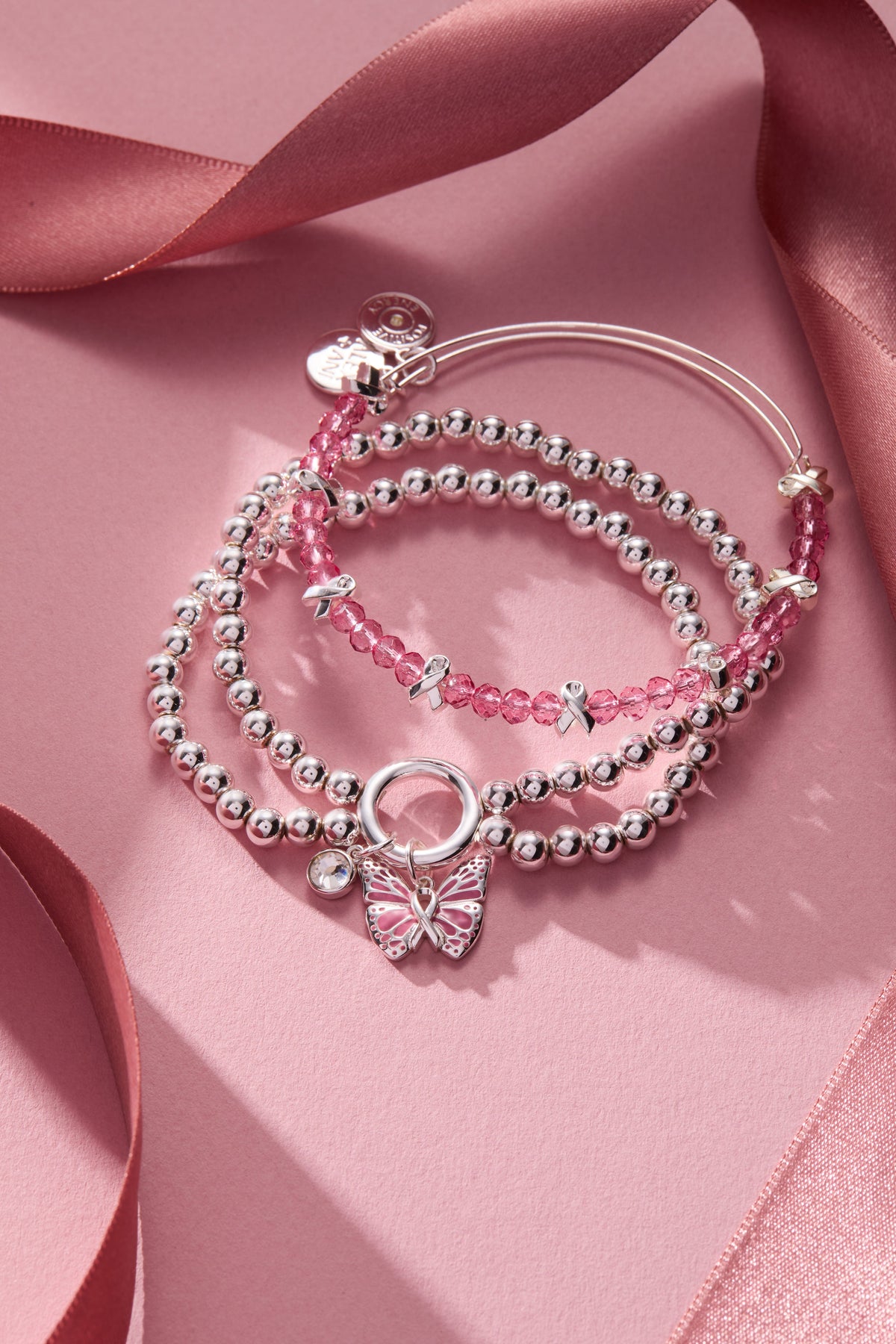 Alex and Ani Breast Cancer Awareness Butterfly Stretch Bracelet