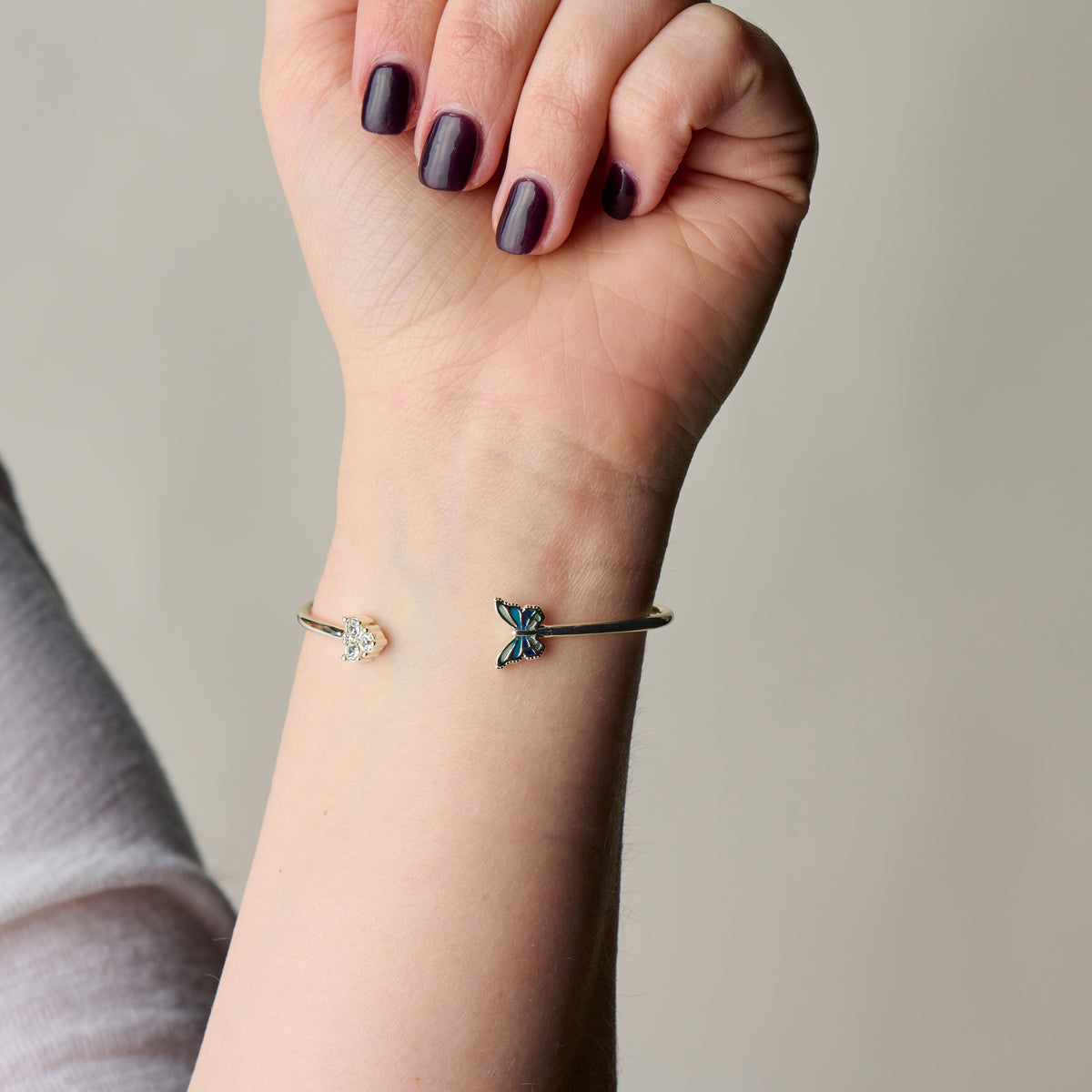 Alex and Ani Butterfly + Crystal Flex Cuff Bracelet | April Butterfly