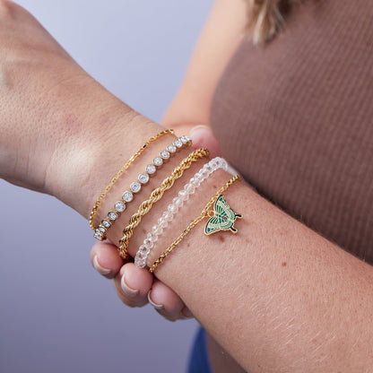Alex and Ani Emerald Swallowtail Butterfly Charm Bracelet