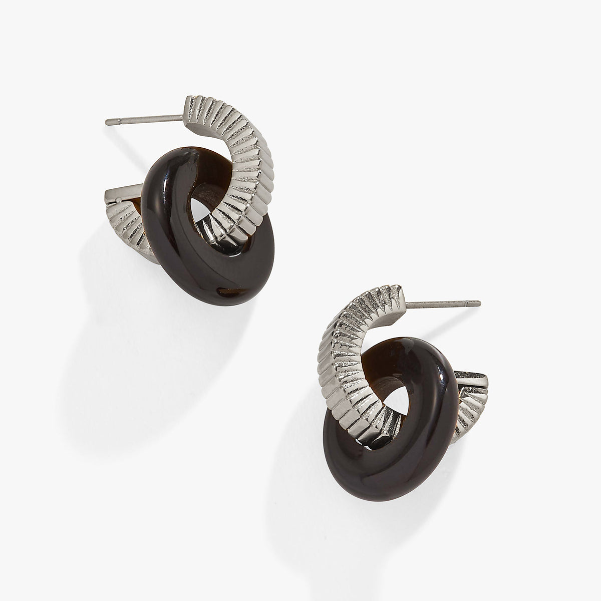 Alex and Ani Black Onyx Textured Earrings
