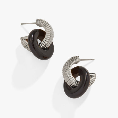 Alex and Ani Black Onyx Textured Earrings