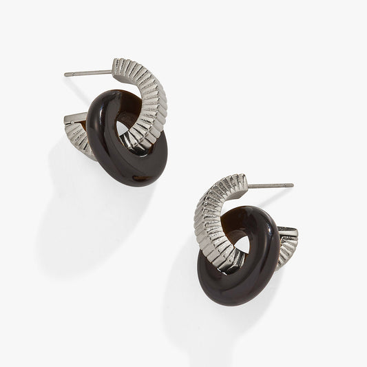 Alex and Ani Black Onyx Textured Earrings
