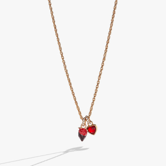 Alex and Ani Chocolate-Covered Strawberry Duo Charm Pendant Necklace