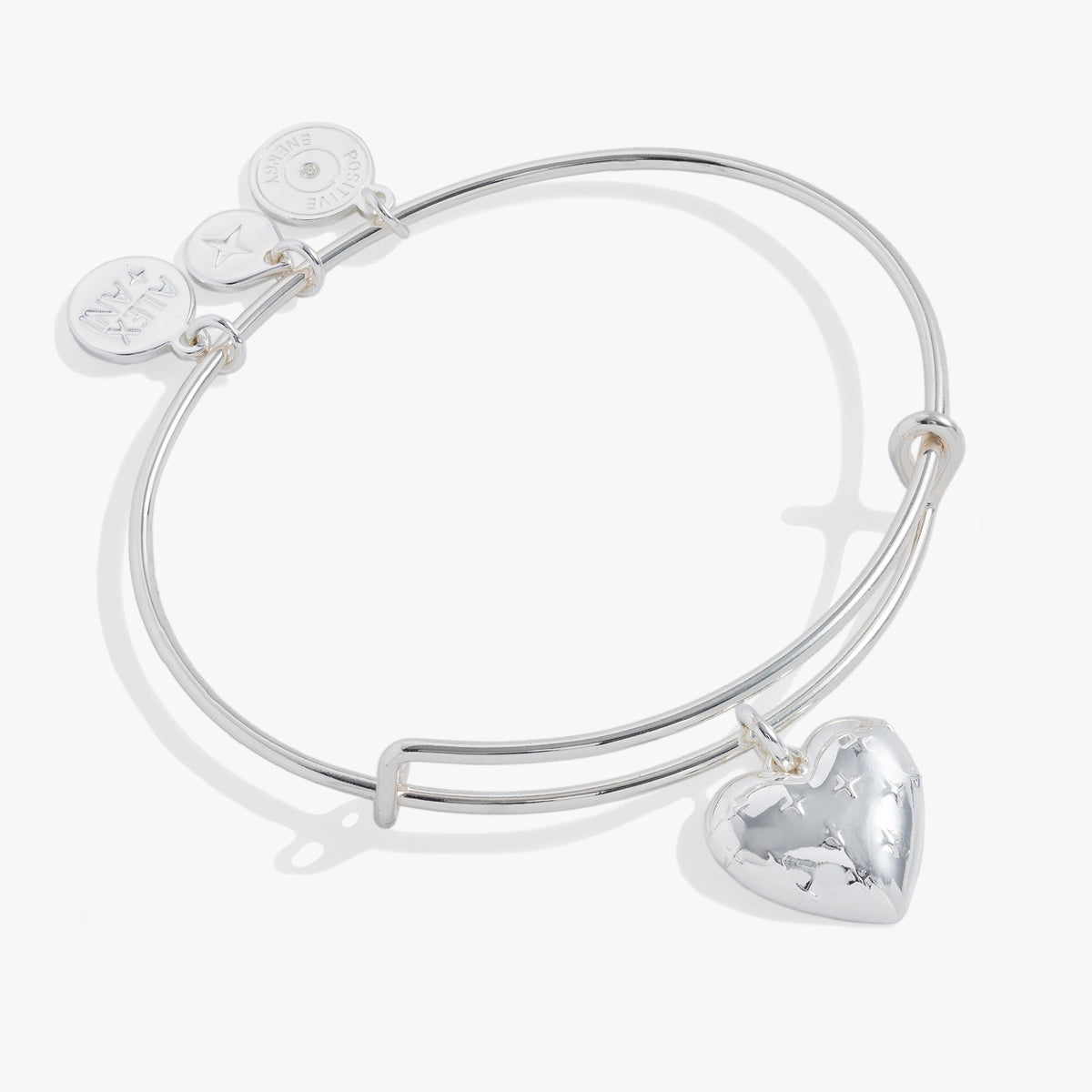 Alex and Ani Metal Heart Charm Bangle