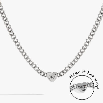Alex and Ani Engraved French 'Oui' & 'Non' Reversible Heart Necklace