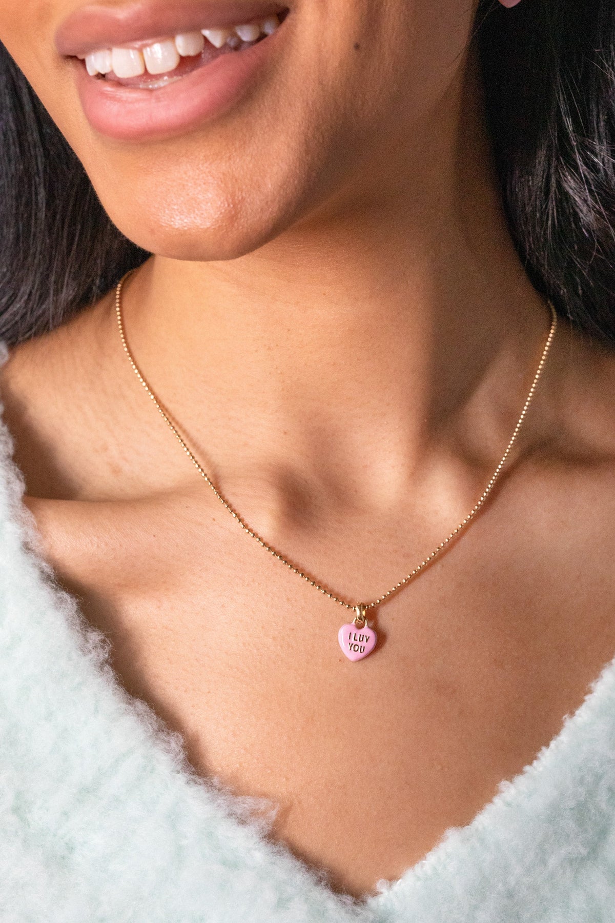 Alex and Ani Sweethearts Tough Questions-neck I luv you