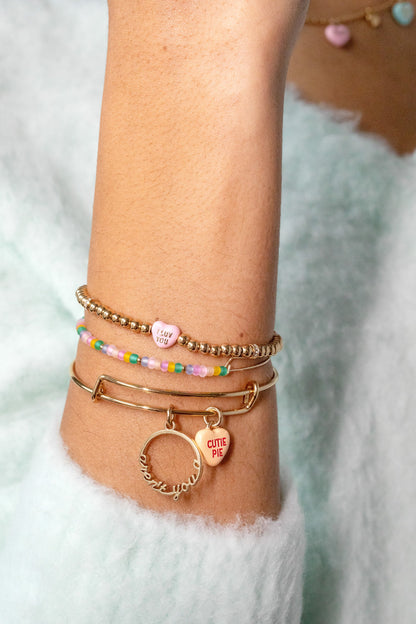 Alex and Ani Sweet Hearts Tough Questions-stretch I luv you