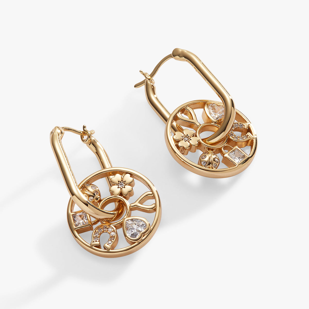 Alex and Ani Love and Luck Wheel Hoop Earrings