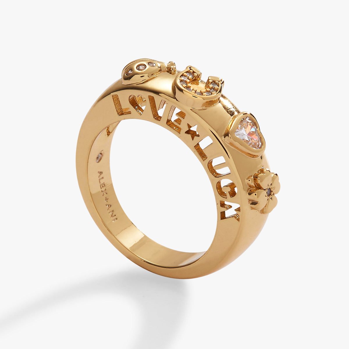 Alex and Ani Love and Luck Open Domed Ring