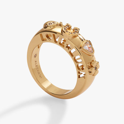 Alex and Ani Love and Luck Open Domed Ring