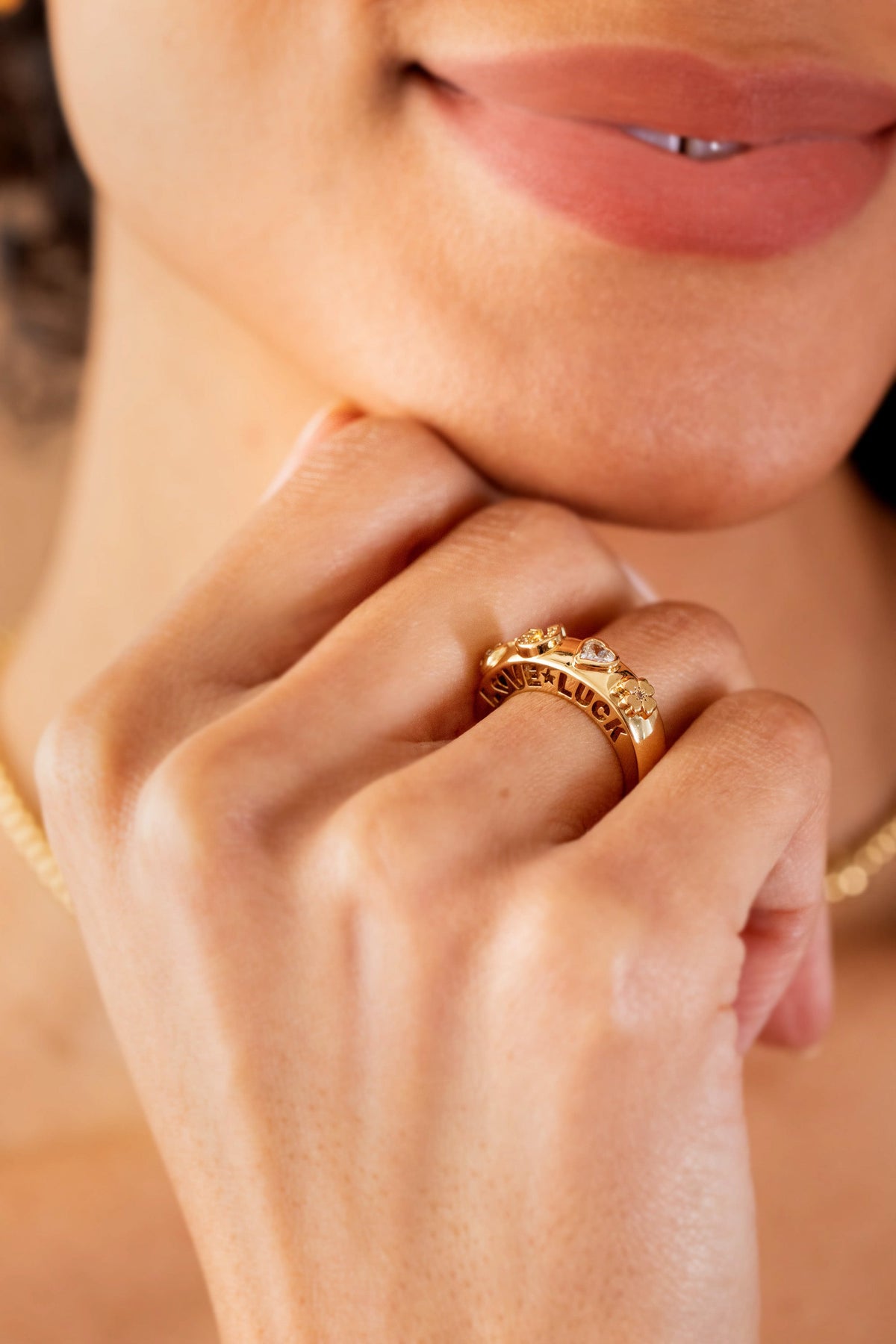 Alex and Ani Love and Luck Open Domed Ring