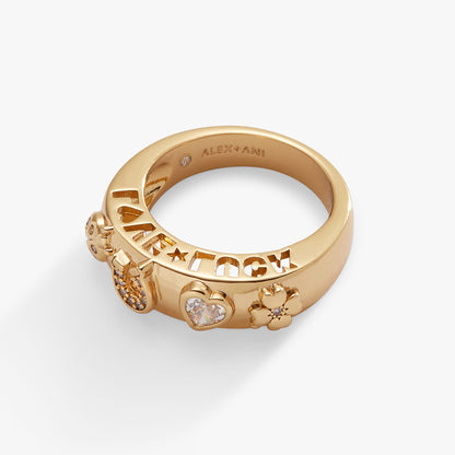 Alex and Ani Love and Luck Open Domed Ring