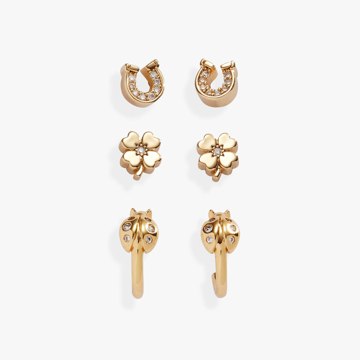 Alex and Ani Love and Luck Set of 3 Stud Earrings and Huggie Hoops