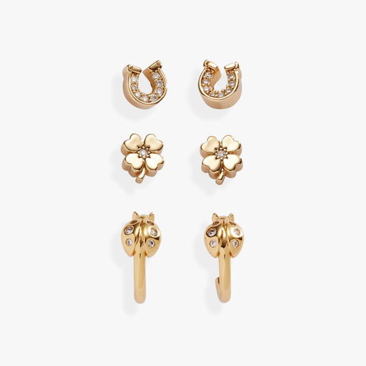 Alex and Ani Love and Luck Set of 3 Stud Earrings and Huggie Hoops