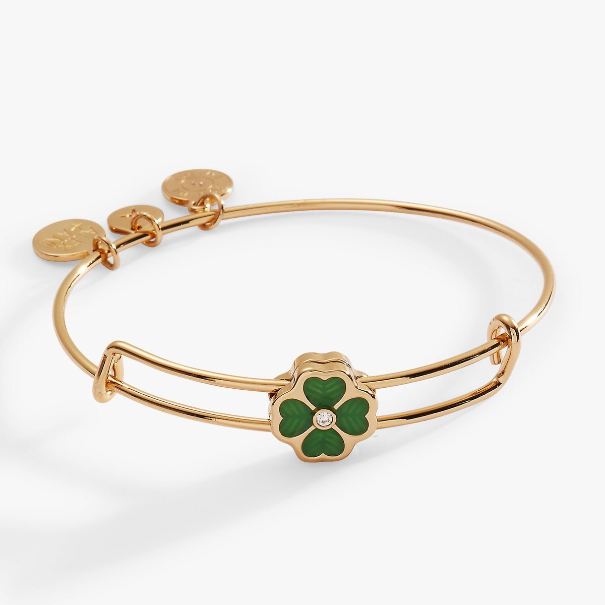 Alex and Ani Four-Leaf Clover Slider Charm Bangle