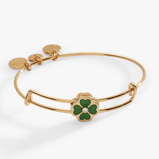 Alex and Ani Four-Leaf Clover Slider Charm Bangle