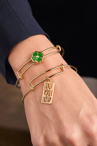 Alex and Ani Four-Leaf Clover Slider Charm Bangle