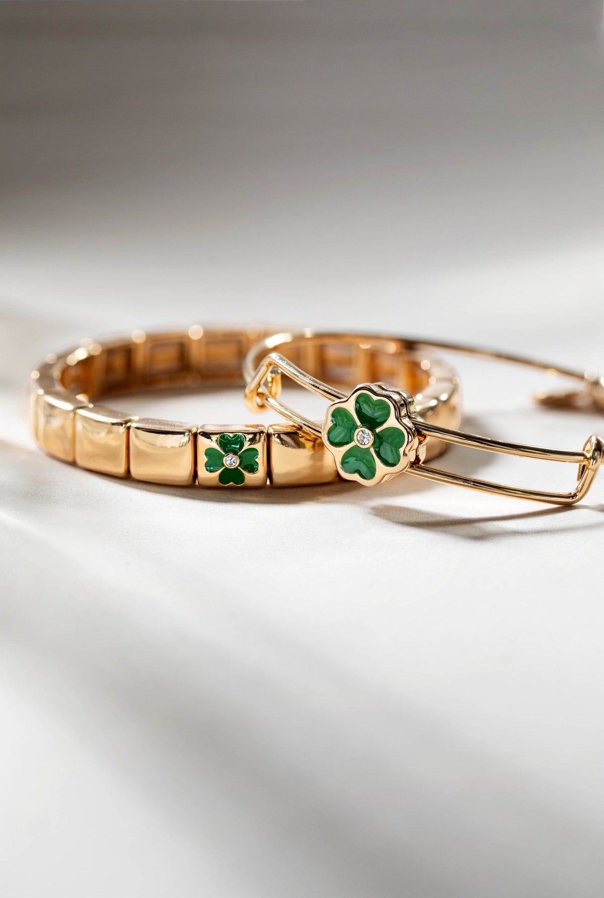 Alex and Ani Four-Leaf Clover Slider Charm Bangle