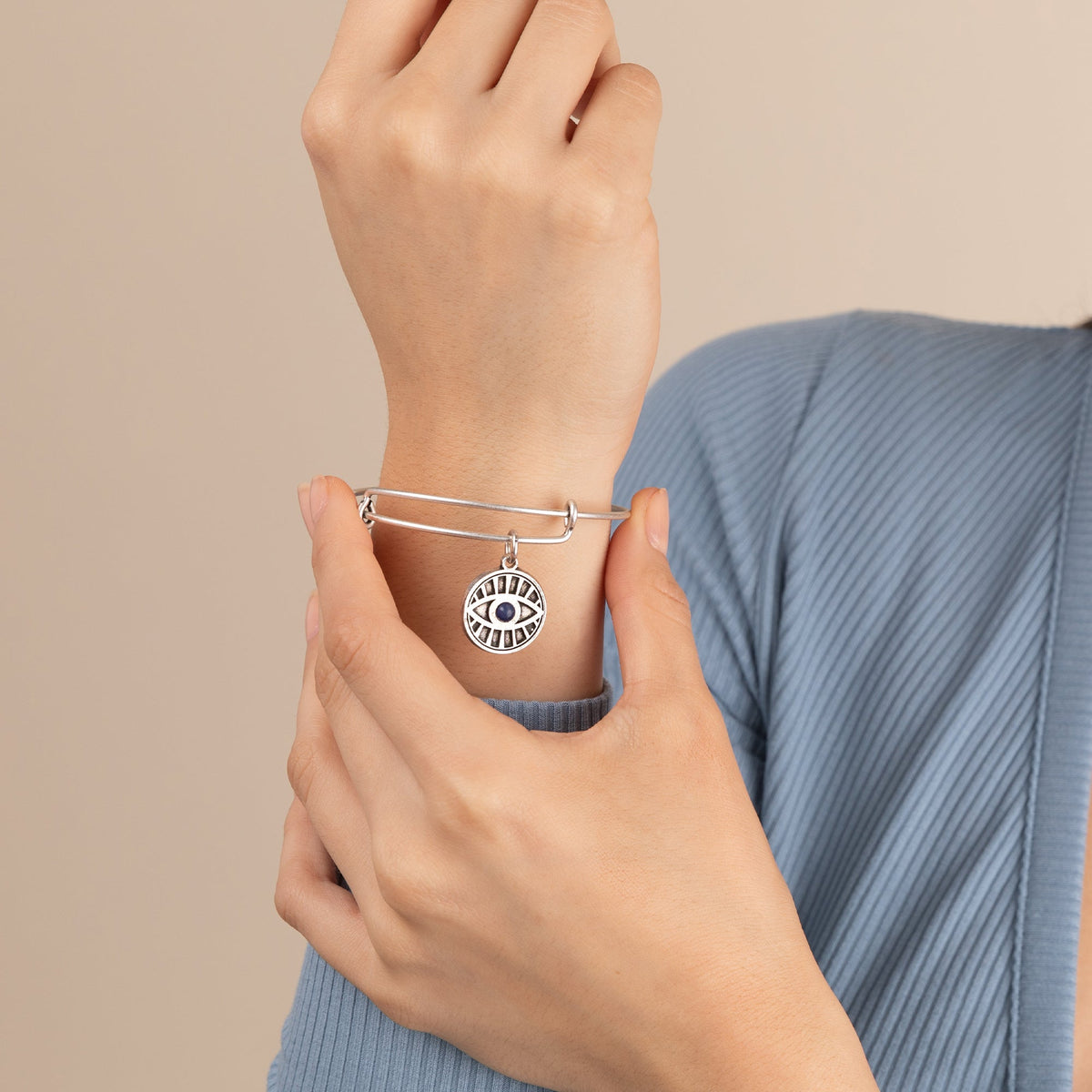 Alex and Ani Evil Eye + Sodalite Charm Bangle Bracelet - Alex and Ani