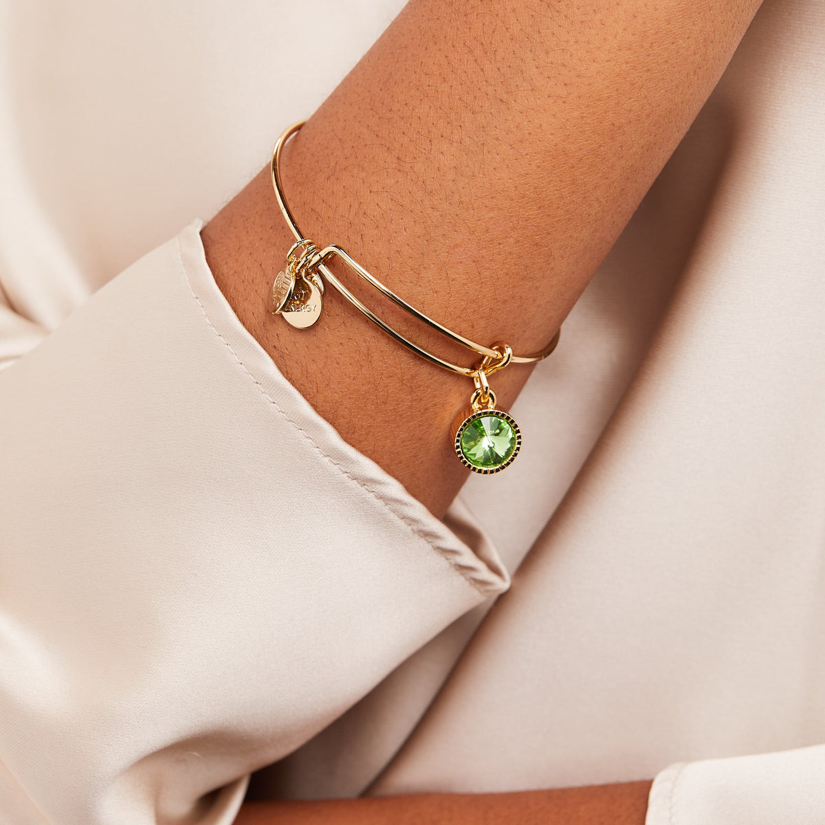 Alex and Ani Peridot August Birthstone Charm Bangle