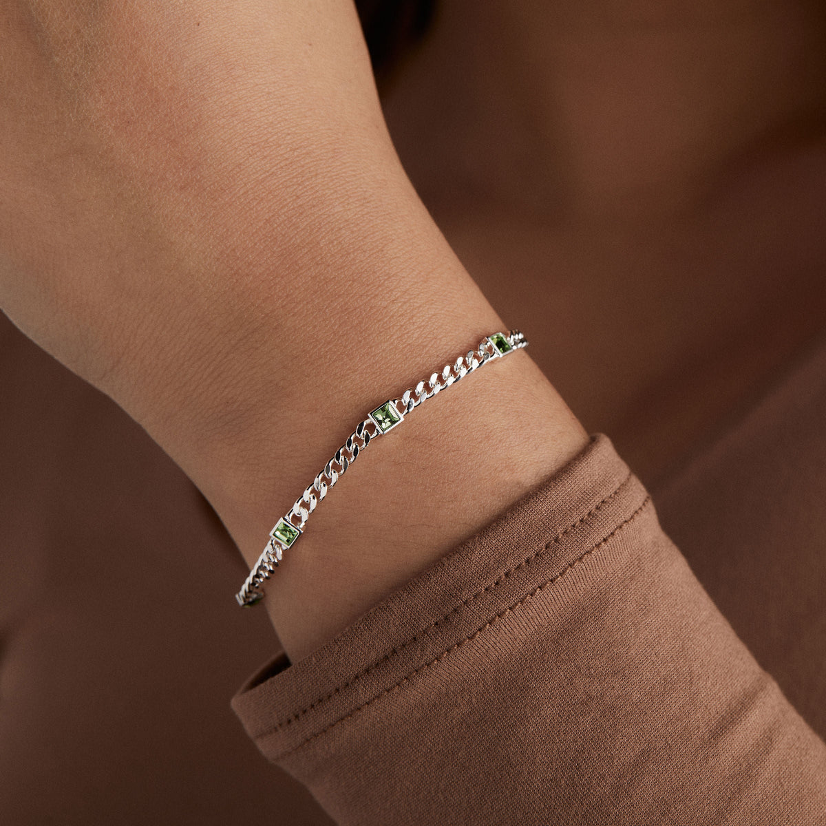 Alex and Ani Peridot Curb Chain Bracelet, August Birthstone