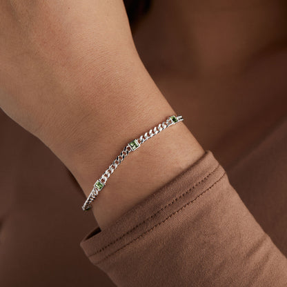 Alex and Ani Peridot Curb Chain Bracelet, August Birthstone