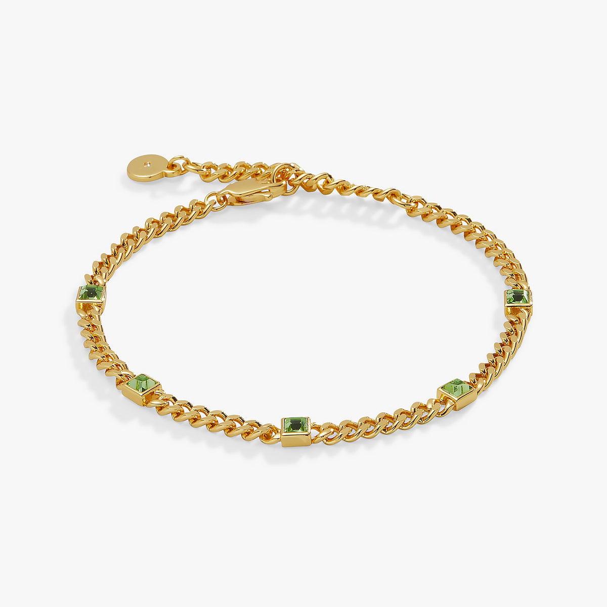 Alex and Ani Peridot Curb Chain Bracelet, August Birthstone