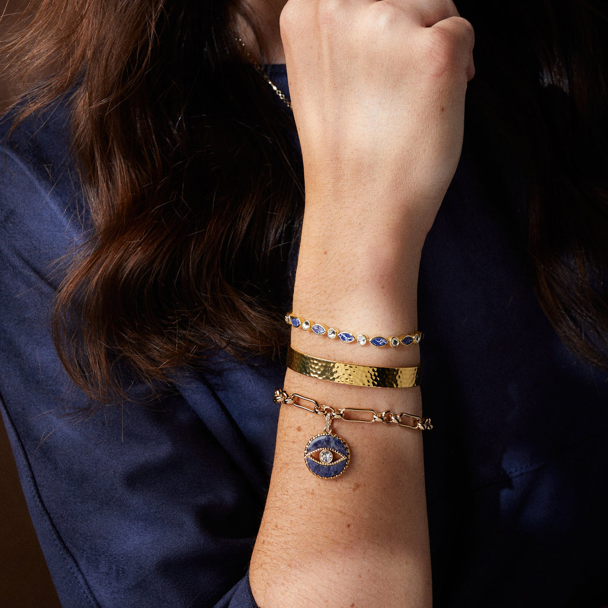 Alex and Ani Sodalite Evil Eye Chain Bracelet