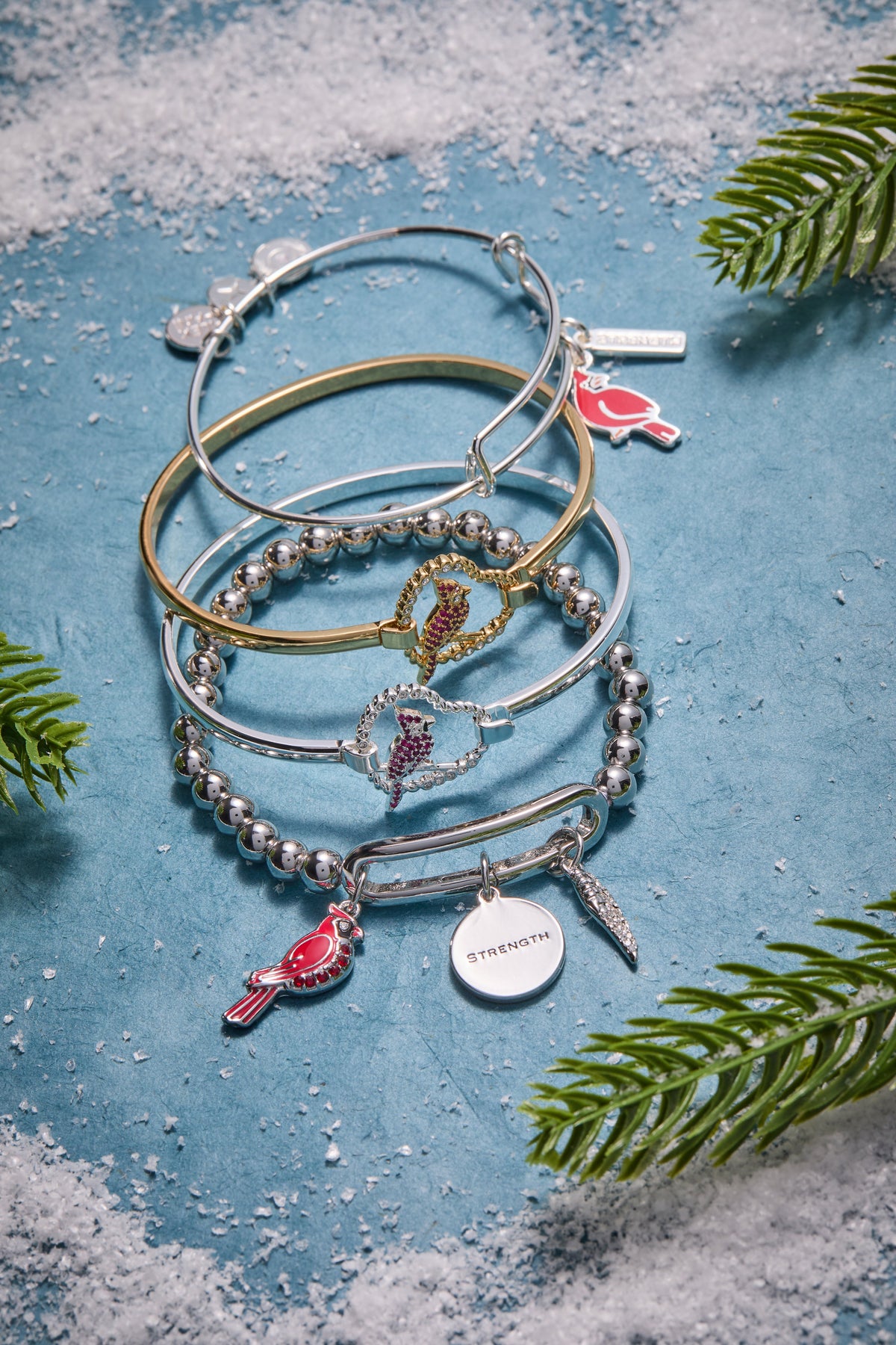 Alex and Ani Strength' Cardinal Charm Bangle Bracelet