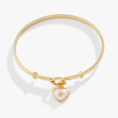 Alex and Ani Pearl Heart + Crystal Charm Clip Bangle