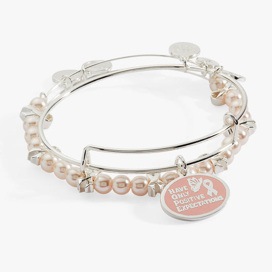 Alex and Ani HOPE Breast Cancer Awareness Pink Ribbon Charm Bangles, Set of 2