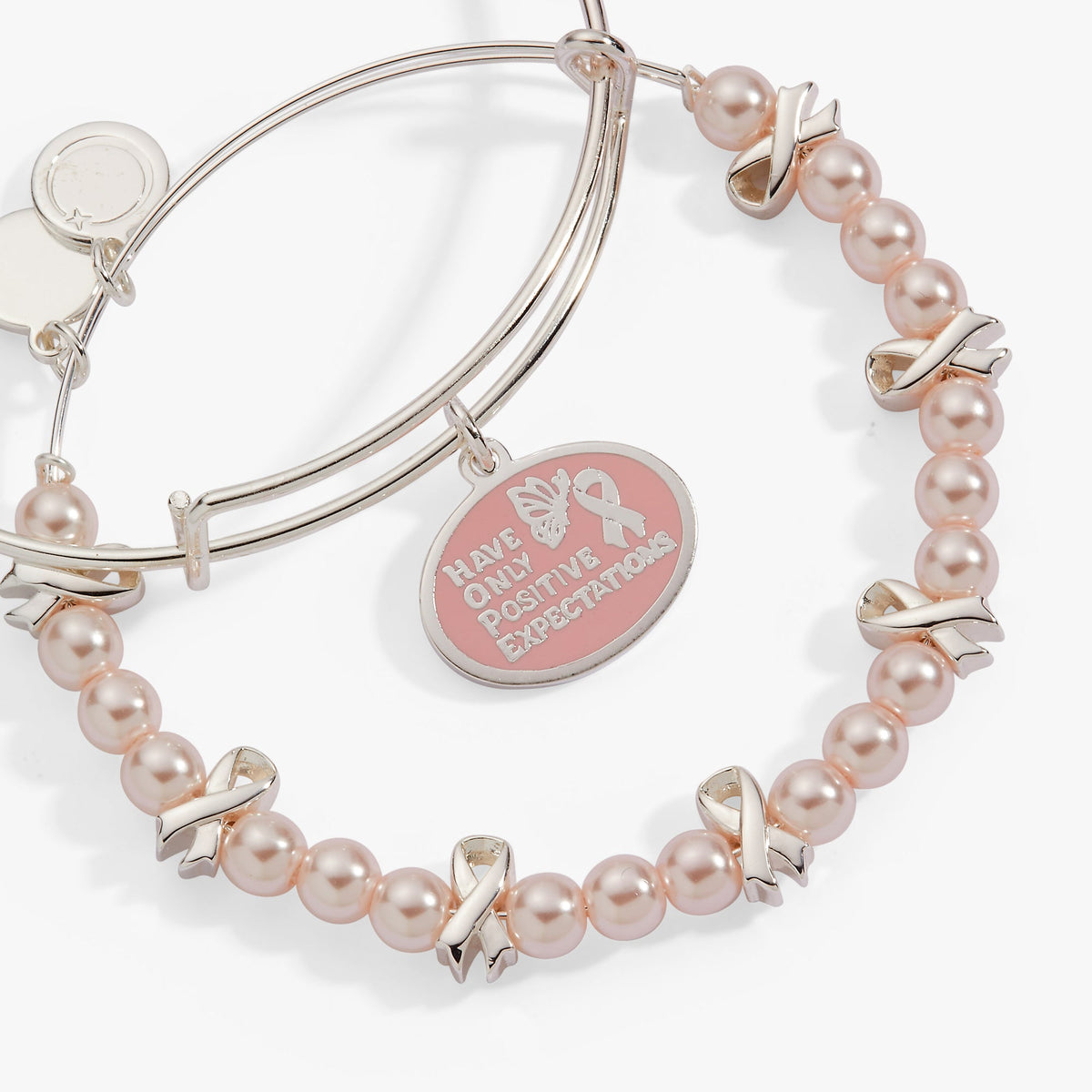 Alex and Ani HOPE Breast Cancer Awareness Pink Ribbon Charm Bangles, Set of 2