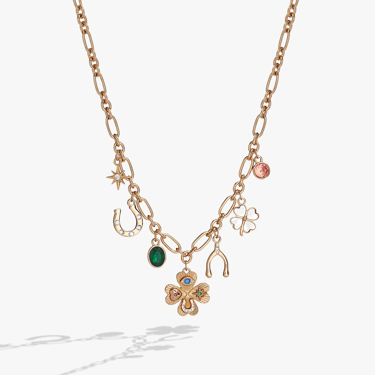 Alex and Ani Lucky Four Lear Clover Charm Necklace
