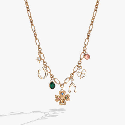 Alex and Ani Lucky Four Lear Clover Charm Necklace