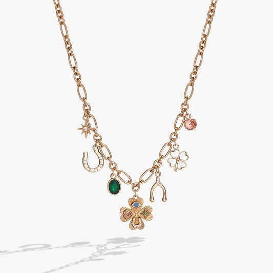 Alex and Ani Lucky Four Lear Clover Charm Necklace