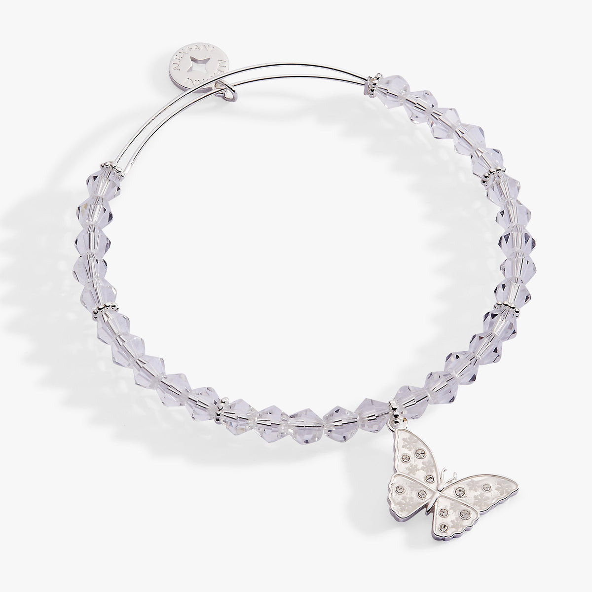 Alex and Ani Glass Butterfly Beaded Charm Bangle