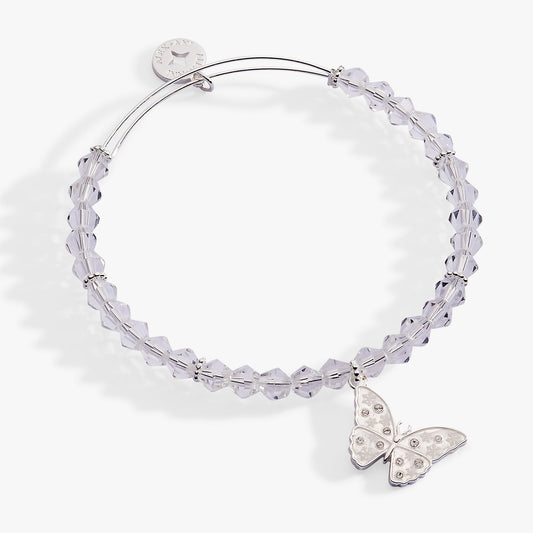 Alex and Ani Glass Butterfly Beaded Charm Bangle