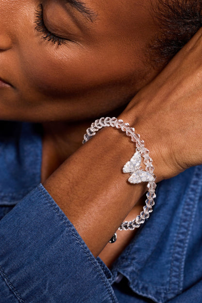 Alex and Ani Glass Butterfly Beaded Charm Bangle
