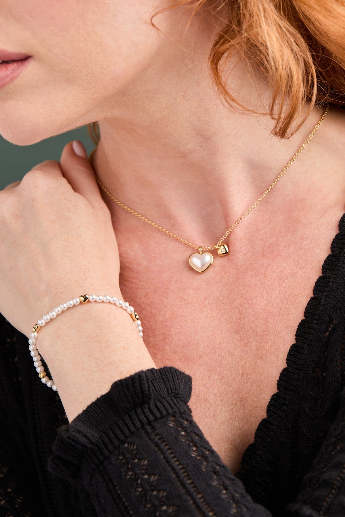 Alex and Ani Pearl Heart Duo Charm Necklace